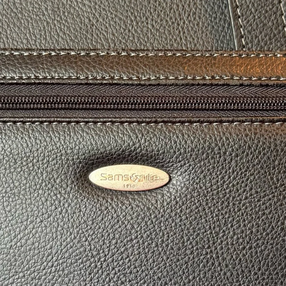 Samsonite 1910 Black Leather Messenger Bag‎ Briefcase Laptop Case Shoulder Bag